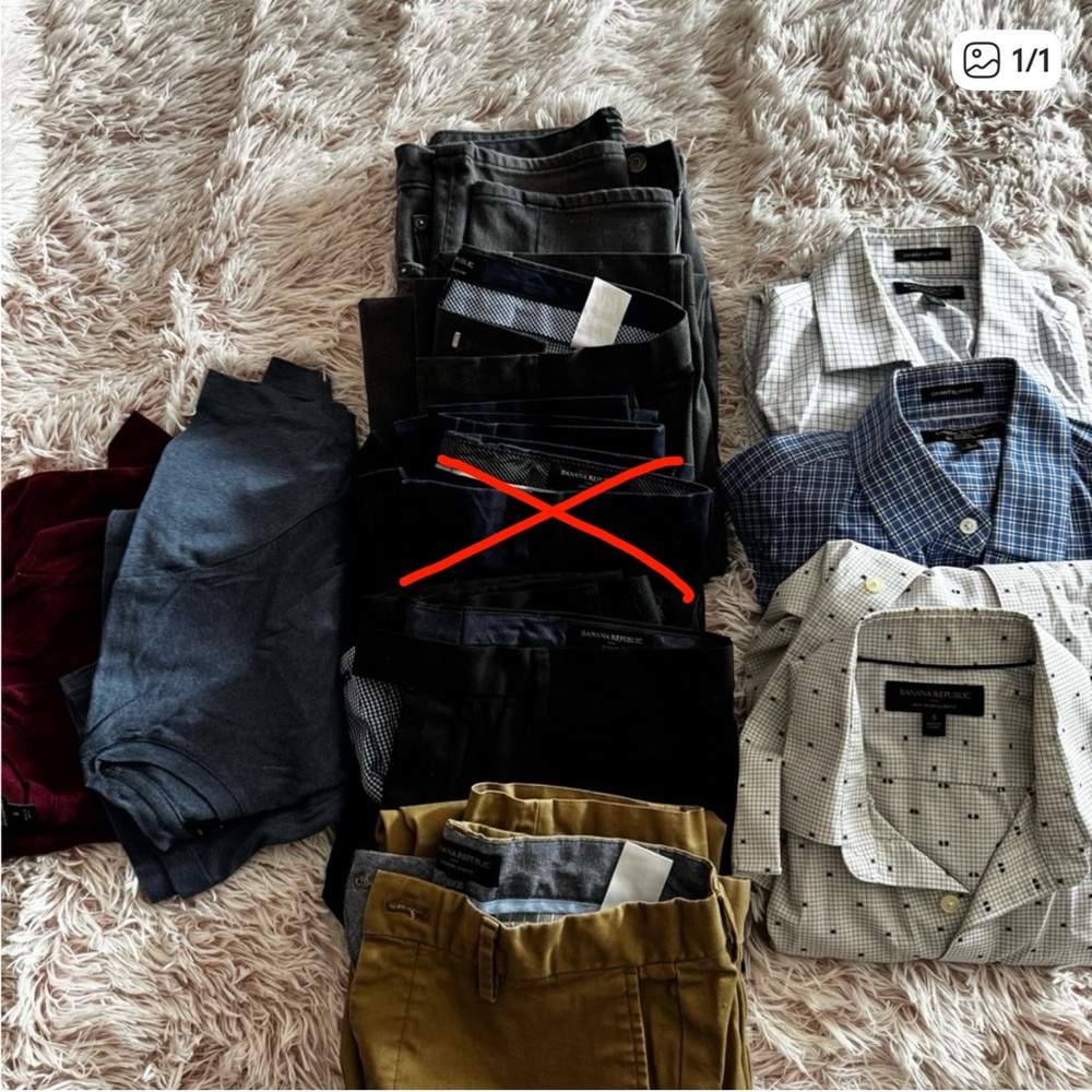 Banana Republic Men's Clothing Collection Bundle Black, White, Tan